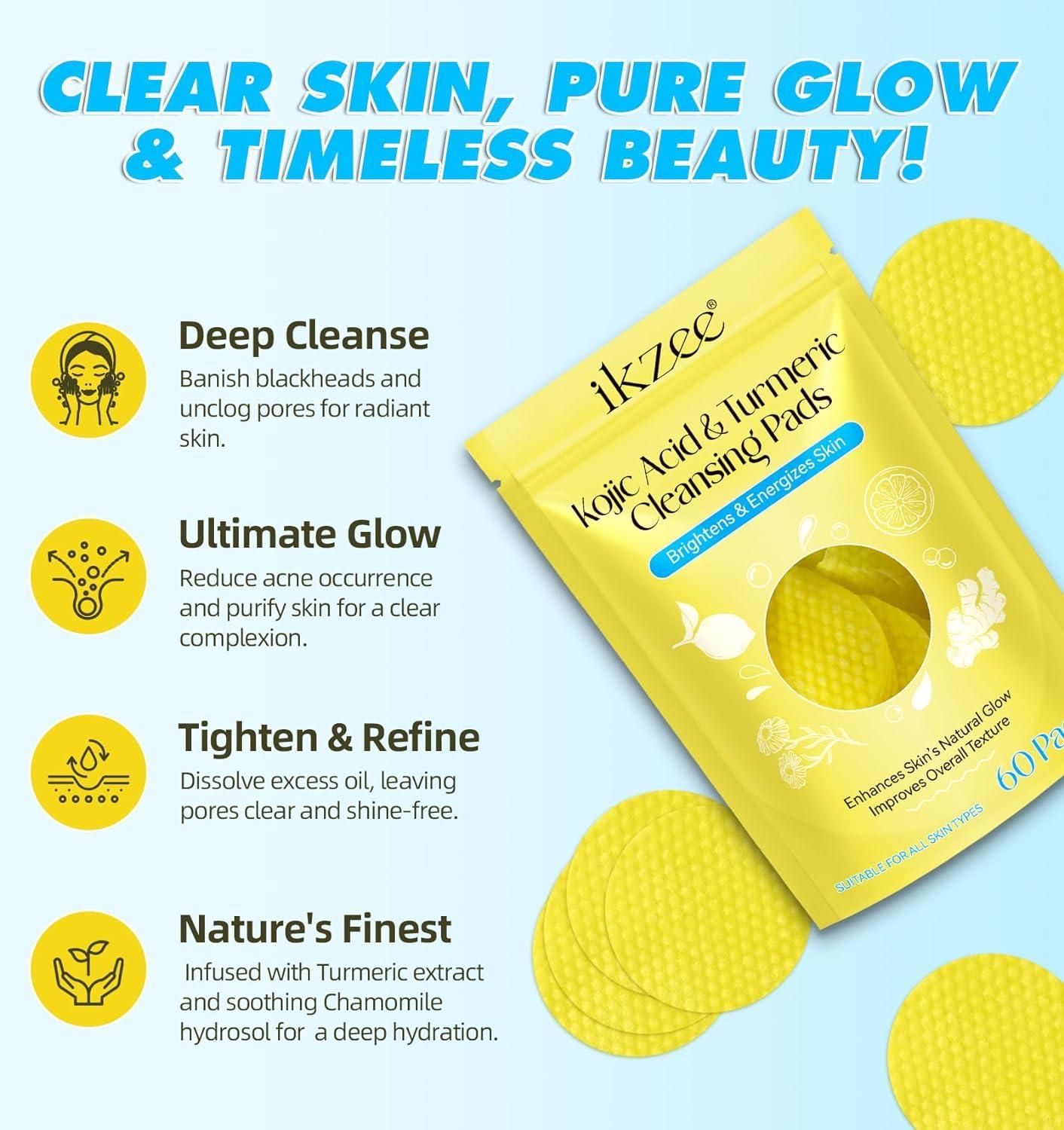 "Glow-Boosting Turmeric & Kojic Acid Cleansing Pads for Radiant Skin"