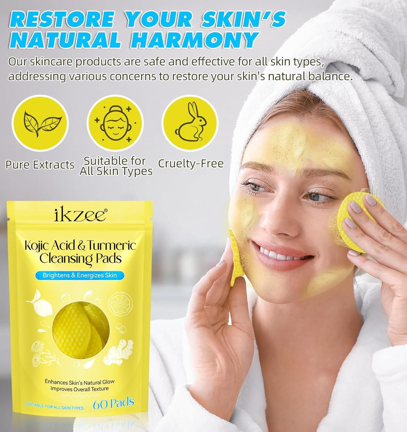 "Glow-Boosting Turmeric & Kojic Acid Cleansing Pads for Radiant Skin"